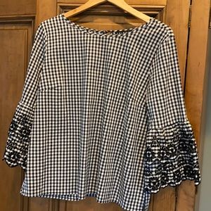 Tribal black & white check blouse